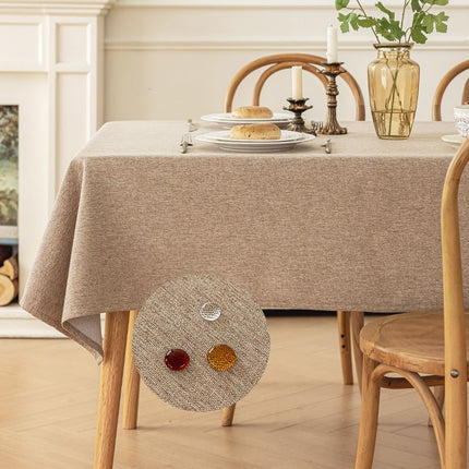 Khaki Waterproof Rectangular Tablecloth – 110x160cm Spill-Resistant Solid Colour Table Cover with Easy-Clean Surface and Composite Backing for Dining Room, Kitchen and Outdoor Dining Amazing Shopping