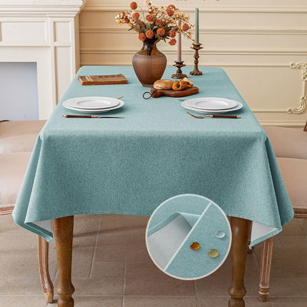 Lake Blue Waterproof Rectangular Tablecloth – 110x160cm Spill-Resistant Solid Colour Table Cover with Easy-Clean Surface and Composite Backing for Dining Room, Kitchen and Outdoor Dining Amazing Shopping