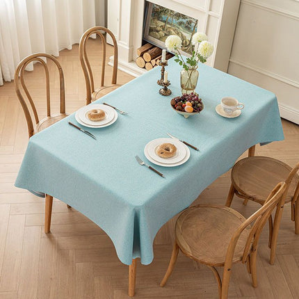 Lake Blue Waterproof Rectangular Tablecloth – 110x160cm Spill-Resistant Solid Colour Table Cover with Easy-Clean Surface and Composite Backing for Dining Room, Kitchen and Outdoor Dining Amazing Shopping