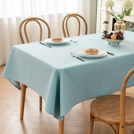 Lake Blue Waterproof Rectangular Tablecloth – 110x160cm Spill-Resistant Solid Colour Table Cover with Easy-Clean Surface and Composite Backing for Dining Room, Kitchen and Outdoor Dining Amazing Shopping