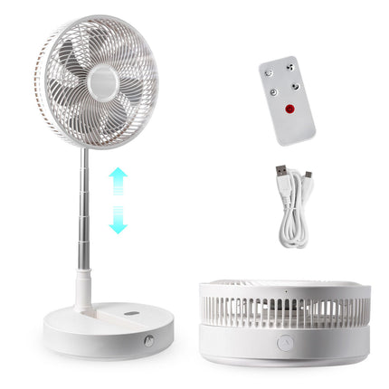 VEVOR 12 Inch Foldable Oscillating Standing Fan with Remote Control, 4 Speed Adjustable Portable Desk Quiet Fan, 7200mah Rechargeable USB Small Fan, Folded Rotating Floor Fan for Bedroom Office Travel