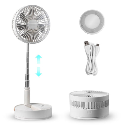 VEVOR 8 Inch Foldable Oscillating Standing Fan with Remote Control, 4 Speed Adjustable Portable Desk Quiet Fan, 7200mah Rechargeable USB Small Fan, Folded Rotating Floor Fan for Bedroom Office Travel