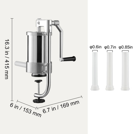 Sausage Stuffer 2.5LBS/1.5L Capacity Homemade Sausage Maker Stainless Steel