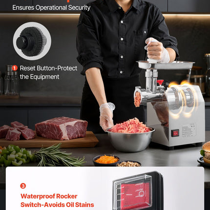Commercial Electric Meat Grinder 4.5 Lbs/Min Sausage Stuffer Maker Kitchen
