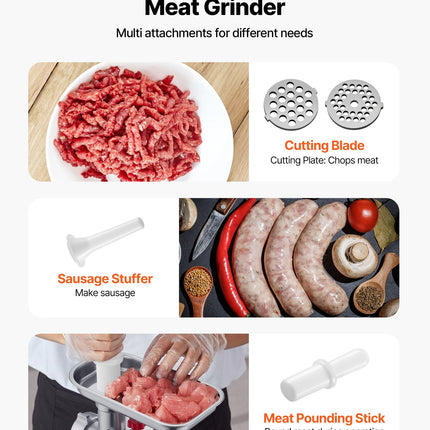 Commercial Electric Meat Grinder 4.5 Lbs/Min Sausage Stuffer Maker Kitchen