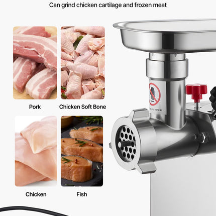 Commercial Electric Meat Grinder 4.5 Lbs/Min Sausage Stuffer Maker Kitchen