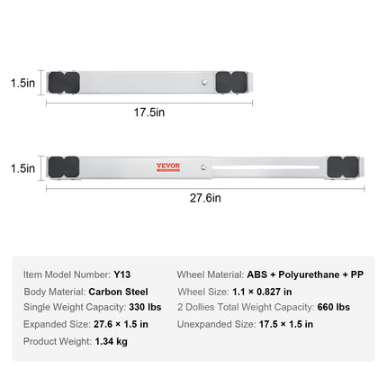 Heavy Duty Furniture Appliances Rollers, 660 lbs Total Load, Extendable Appliance Rollers Mobile Washing Machine Base, Fridge Stand Dolly Movers for Refrigerators, Dryers, Dishwashers, White