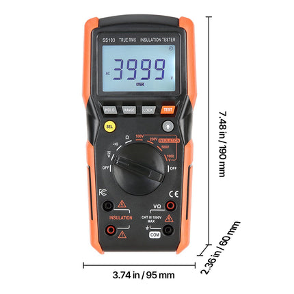 Digital Multimeter, 4000-Count TRMS Voltmeter Ohmmeter, 1000V AC/DC Voltage Tester with Switchable Auto/Manual Range for Voltage, Resistance, and Continuity Measurment