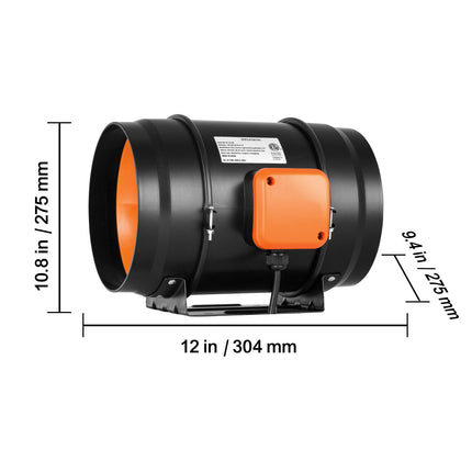 VEVOR Inline Duct Fan, 203.2mm 506.2 CFM with Temperature Humidity Controller, Quiet EC-motor Ventilation Exhaust Fan for Cooling Booster, Grow Tents, Hydroponics