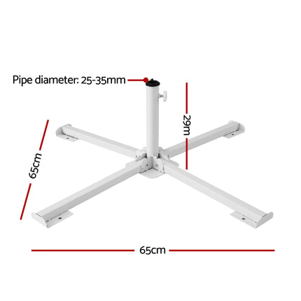 Instahut Outdoor Umbrellas Base Steel Umbrella Holder 25 to 35mm White Amazing Shopping