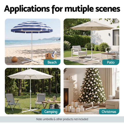 Instahut Outdoor Umbrellas Base Steel Umbrella Holder 25 to 35mm White Amazing Shopping