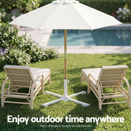 Instahut Outdoor Umbrellas Base Steel Umbrella Holder 25 to 35mm White Amazing Shopping